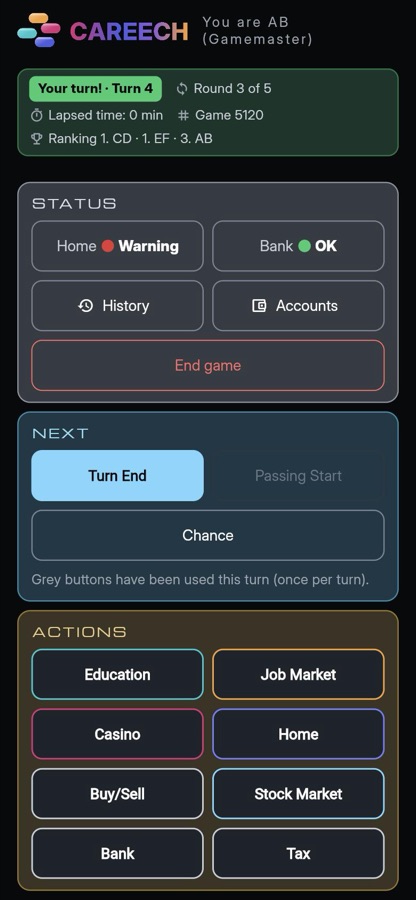The front page of the App